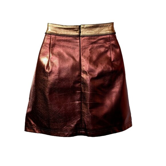 GLAMOROUS faux-patent-leather SKIRT Size 6 PACHTWORKY 50% COTTON BOHO CHIC a GEM - Picture 5 of 13